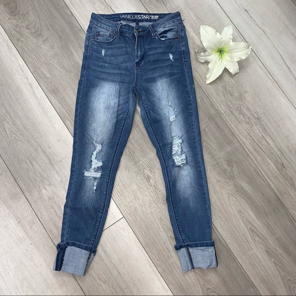 Vanilla Star Mid Rise Skinny Jeans Denim - Picture 1 of 12